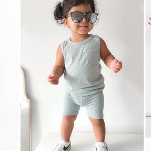 Little Bipsy Sea Side Ribbed Tank + Biker Short Set 0-3M GUC